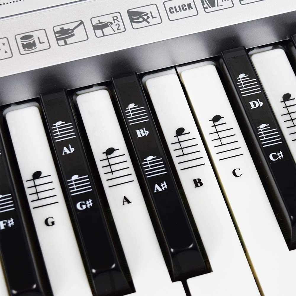 Piano and Keyboard Music Note Full Set Stickers For White And