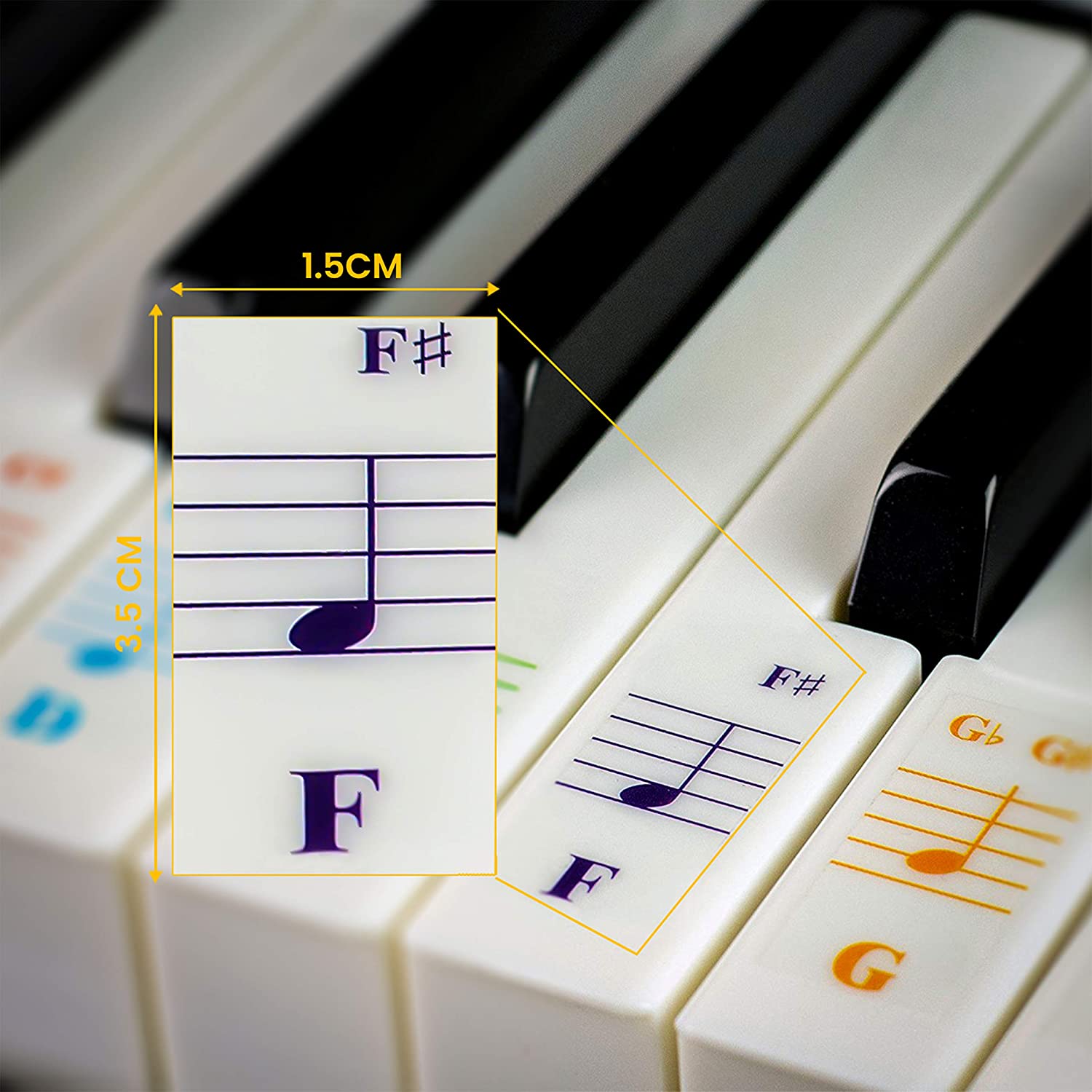 49 GeKLok Piano Keyboard Piano Music Sticker 88 keys piano 54 Colorful Removable Piano Keyboard Sticker PVC for instruments with 37 61