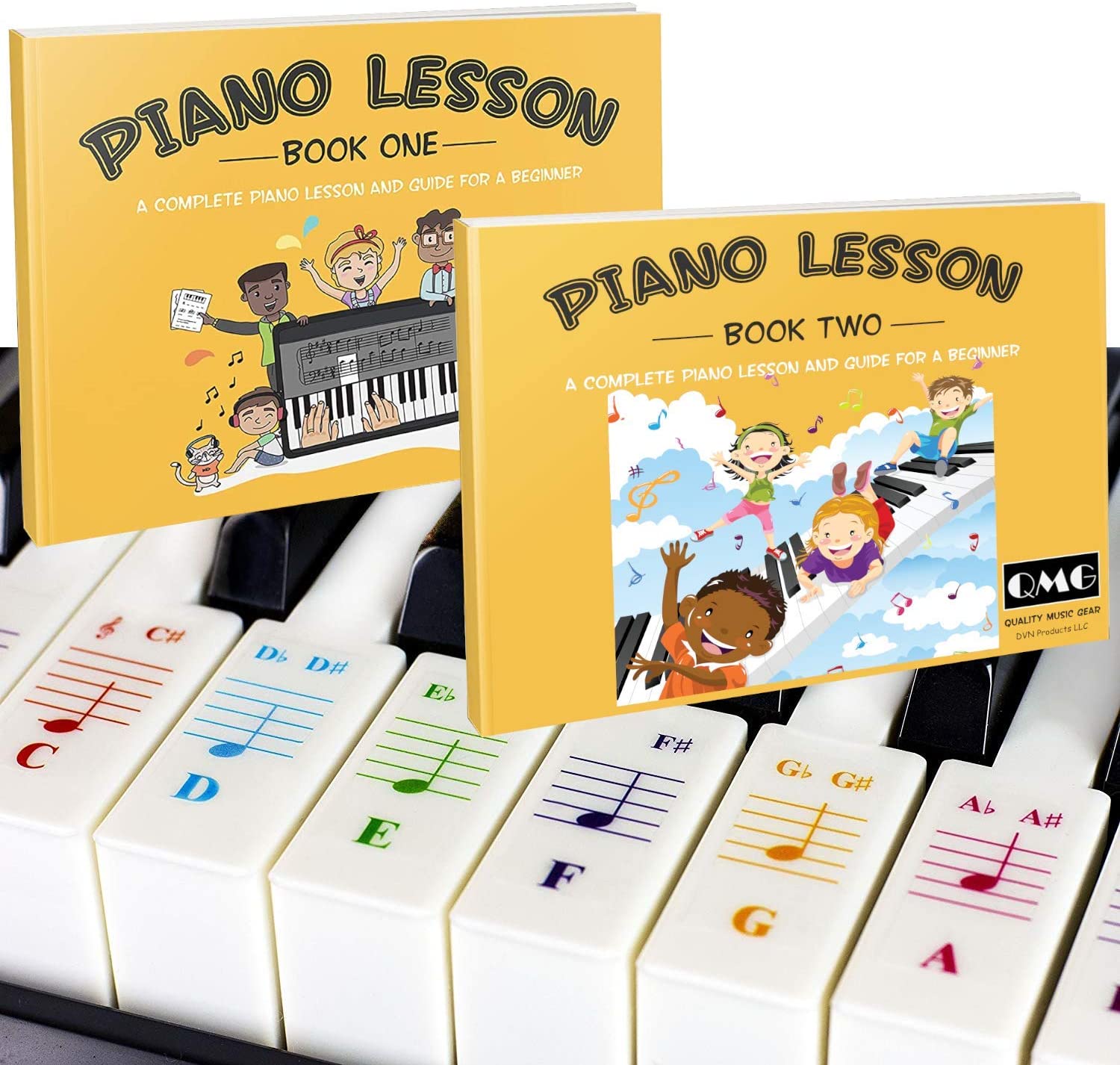 Livre de cours de piano 2 et autocollants à code couleur : leçon