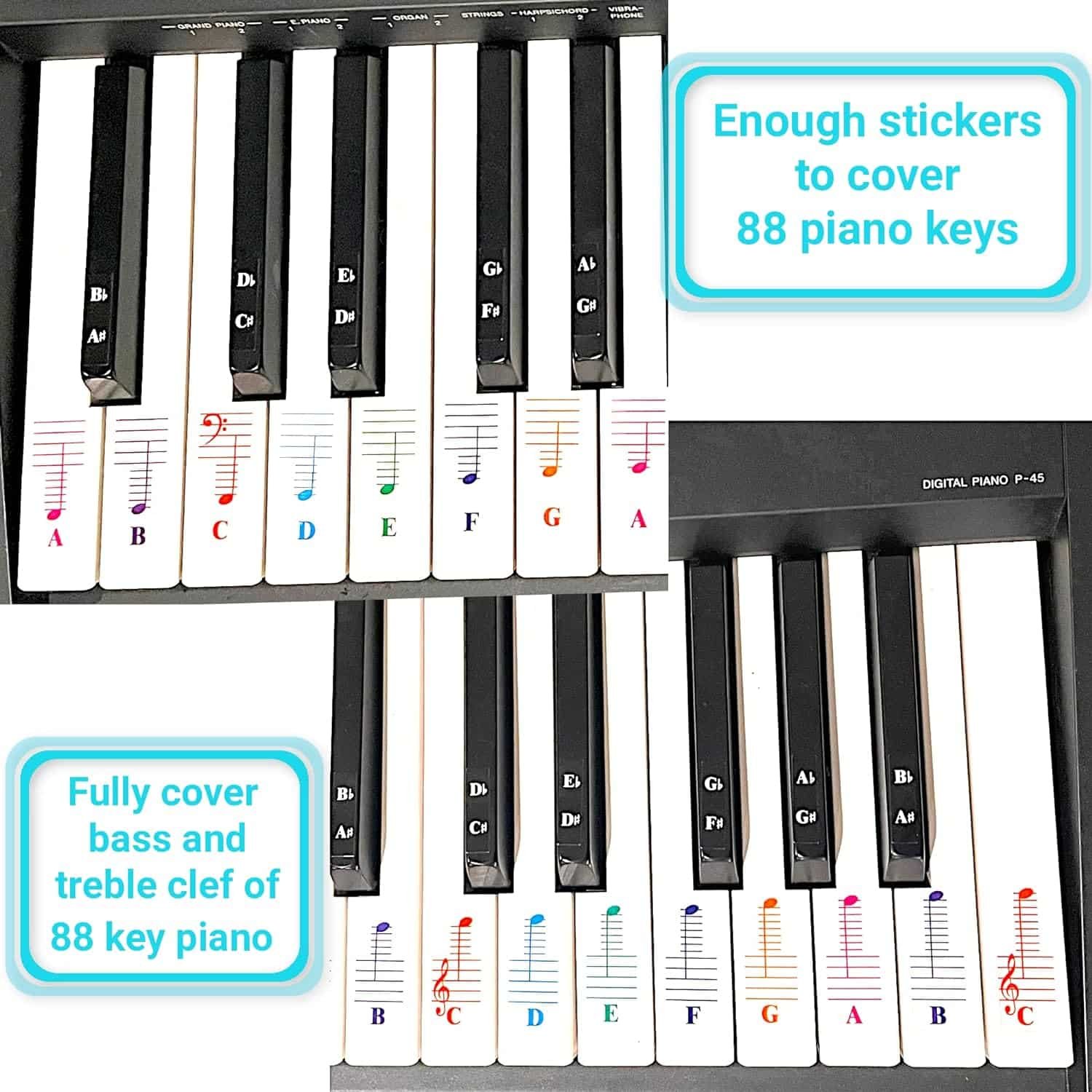 Removable Piano Key Note Stickers For 88/76/61/54/49 Key Keyboards – Transparent, Easy On/Off, No Residue